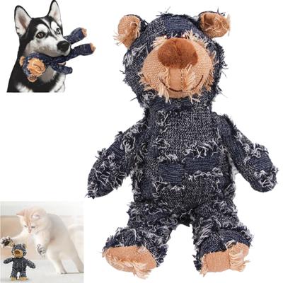 Brinquedo de pelúcia que faz barulho, brinquedo de cachorro urso indestrutível para mastigadores agressivos, recheado