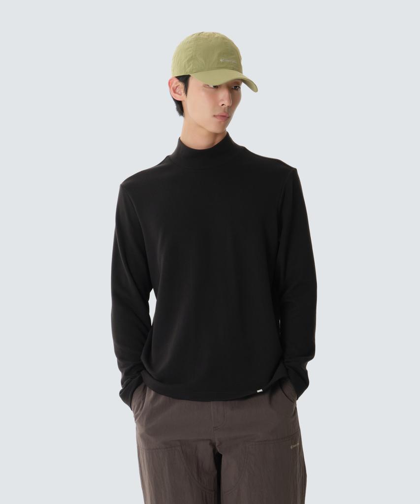 SNOWPEAK APPAREL Ribbed Mock Neck Long Sleeve T-Shirt (S26Fmftl32) Black