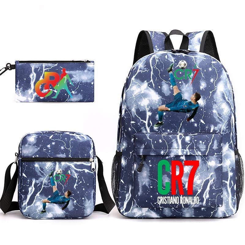 Mochila escolar de gran capacidad con correa para el hombro; set de tres piezas para estuche de lápices de estudiante
