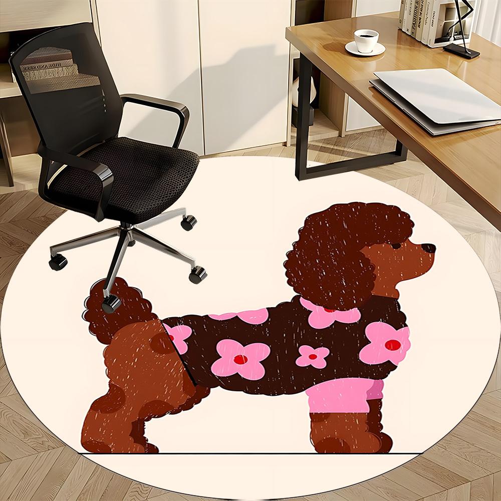 1pc Poodle, Floral Chair Carpet for Office, Non slip, Soft and Durable Office Rug