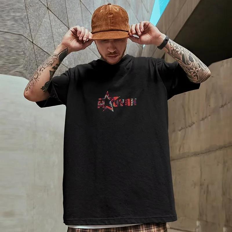Men T-Shirt Oversized Loose Fashion Spiral Painting Print T-Shirt Student Youth Simple Casual Tops Summer Lovers'clothes