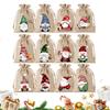 12pcs Small Burlap Bags With Drawstring Gnome Drawstring Home Decor Christmas Snack Bags for Halloween Thanksgiving Home