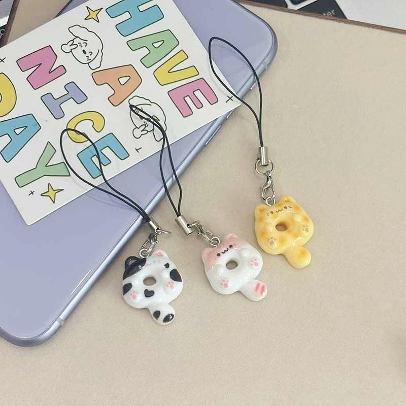 6Pcs/Set Cat Cookie Phone Charm Strap Soft Kawaii Kitty Couple Keychain Pendant Cute Lanyard Keycord Bag Decoration Gift