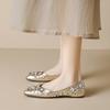 Square head single shoes women's rhinestones with skirts Gentle shallow mouth women