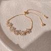 Luxury Zircon Rhinestone Flower Bracelet For Women Bangle Adjustable Wedding Party Fashion Jewelry Gift
