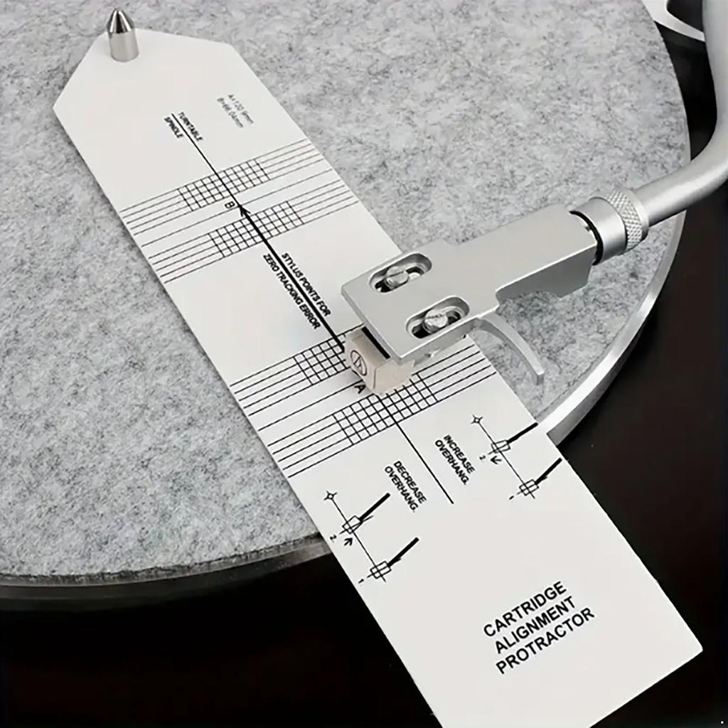 Vinyl Record Player Calibration Tool - Cartridge Alignment Protractor with Stylus Force Gauge for Accurate Turntable Tracking