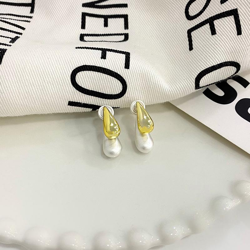 Heavy Industry Two-color Rear-hanging Water Drop Earrings for Women Fashionable and Handsome All-match New Ear Dresses