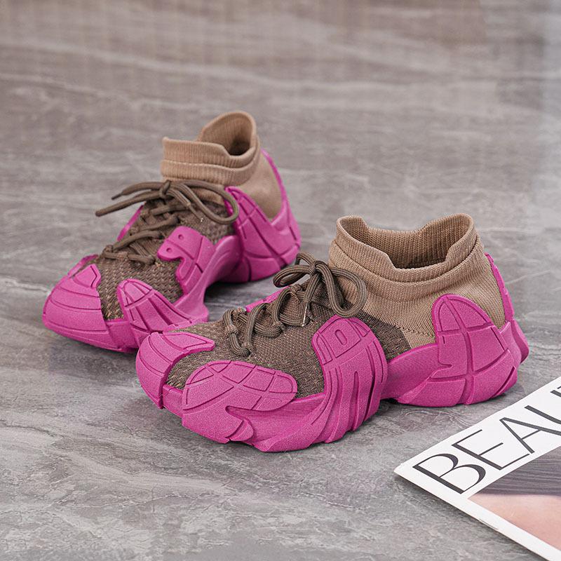 Spring new ins flying woven shoes student sports shoes fitness running casual shoes heightening shoes