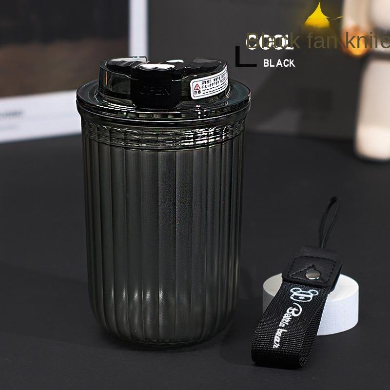 Frosted Coffee Cup 480ml Office Gift Cup Outdoor Portable Handy Cup Double Drink Plastic Water Cup with Rope Handle