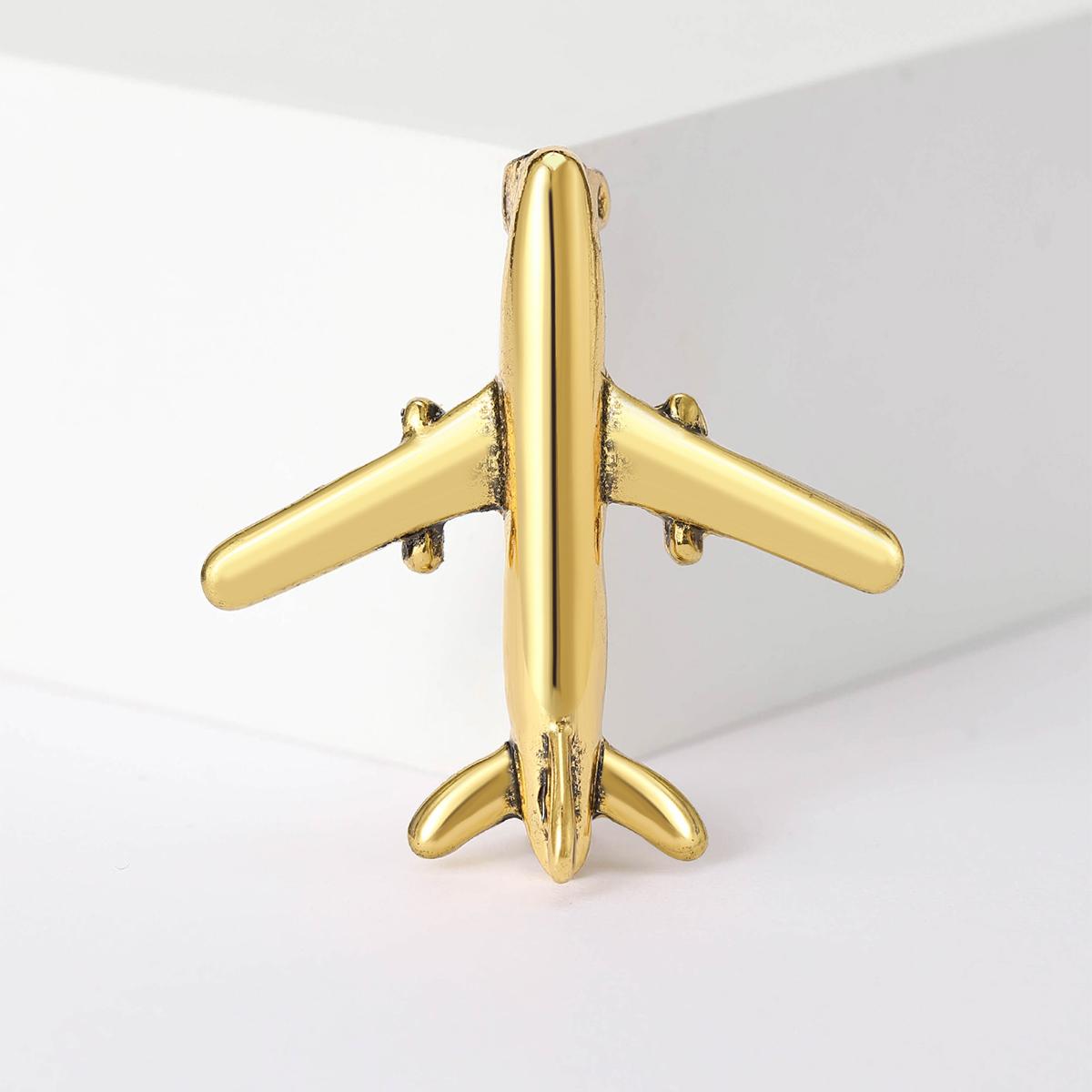 Stilvolle Strass-Flugzeug-Broschen für Damen Emaille Transport-Anstecker Event Lustige Luxusgeschenke Neujahr Freunde Dekoration beige