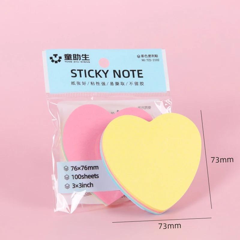 Cute Korean Style Sticky Notes, 100 Sheets Creative Fun Shapes Memo Pads, Reusable Adhesive Notes for Students School Office
