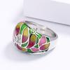 Stamp  Set for Women Elegant Leafy Flower Ring Necklace Stud Enamel Women's Wedding  Three Piece