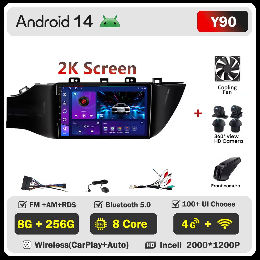 Android 14 For Kia Rio 4 IV FB 2020-2021 Car Carplay Screen Video Player Smart Intelligent Systems GPS Navigation Android Auto