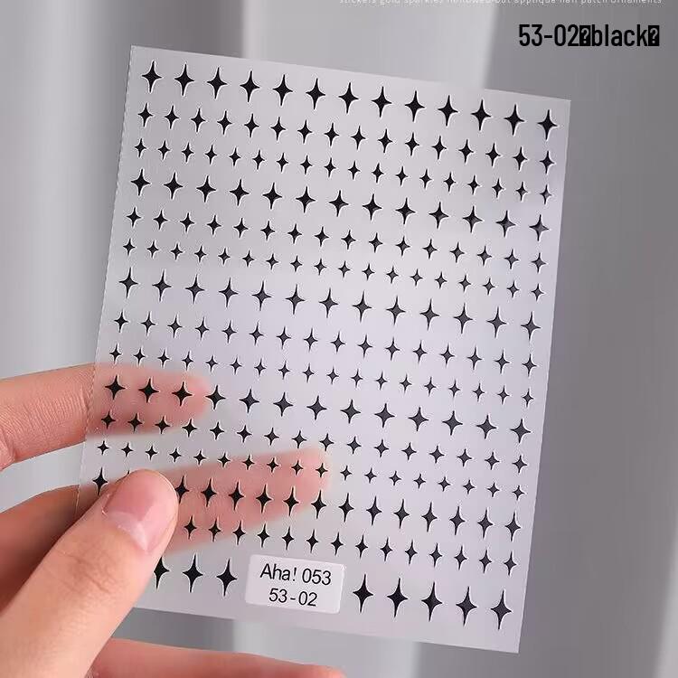 Starlight Silver Star & Crescent 3D Nail Art Stickers