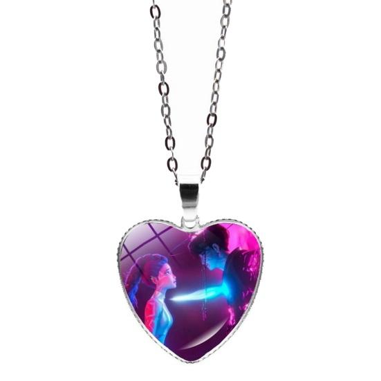 Korean Pop Hunters Necklace Anime Merchandise Necklace Cute Heart Pendant Anime Girl Group Necklace Gift for Movie Fans