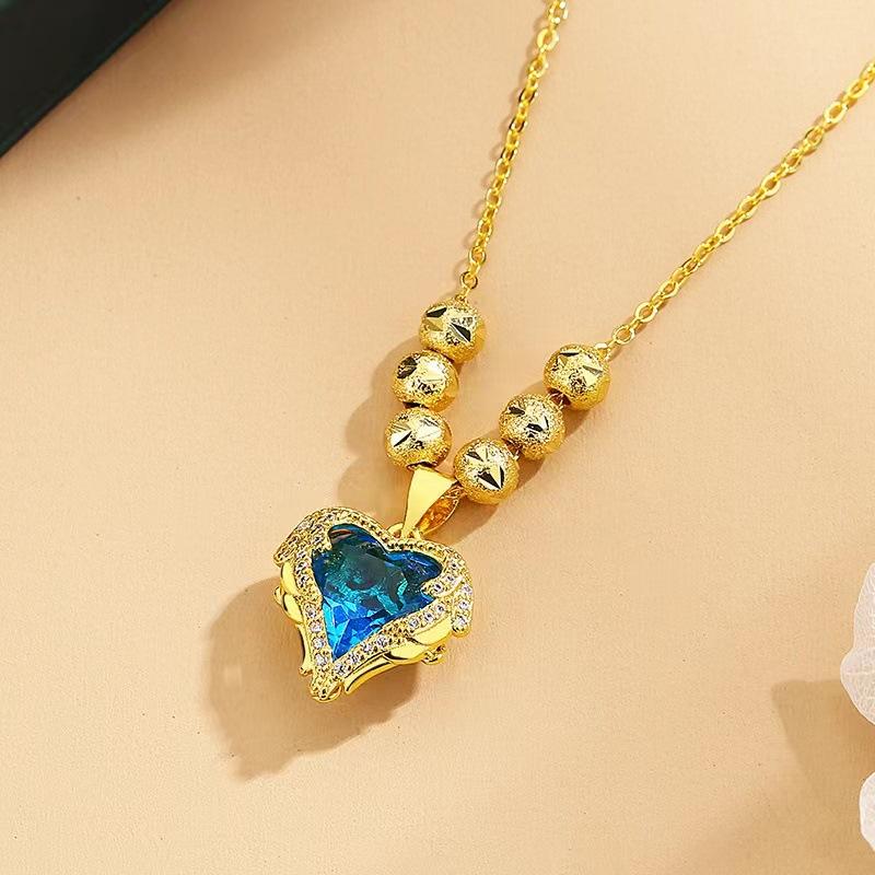 

Ожерелье Love Ocean Heart для женщин, легкая, роскошная, Baita Temperament Love, модная цепочка с бусинами на удачу и бриллиантами на ключицу