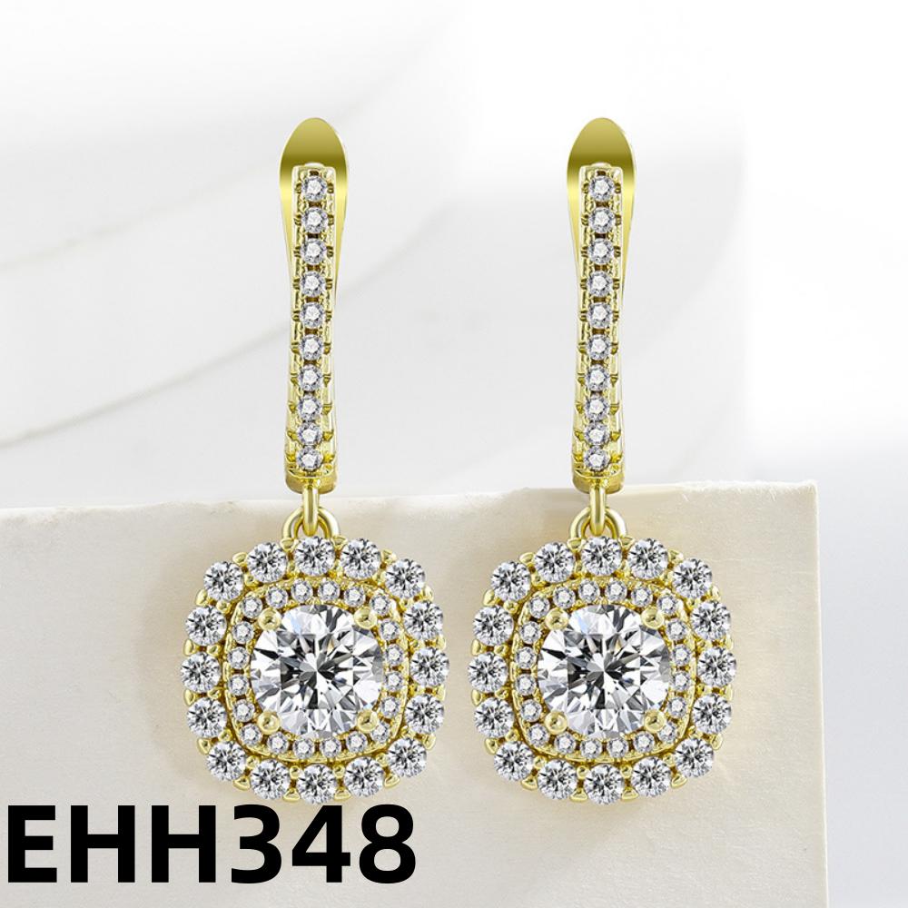 925 Sterling Silver Fashion Luxury Sparkle Zircon Square Earrings Ladies Birthday Anniversary Party Wedding Elegant Jewelry