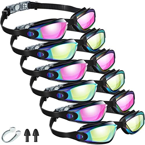 Flutesan 6 Pack Adult Anti Fog Swim Goggles with Ear Plugs Nose Clip No Leaking & Adjustable Strap-China