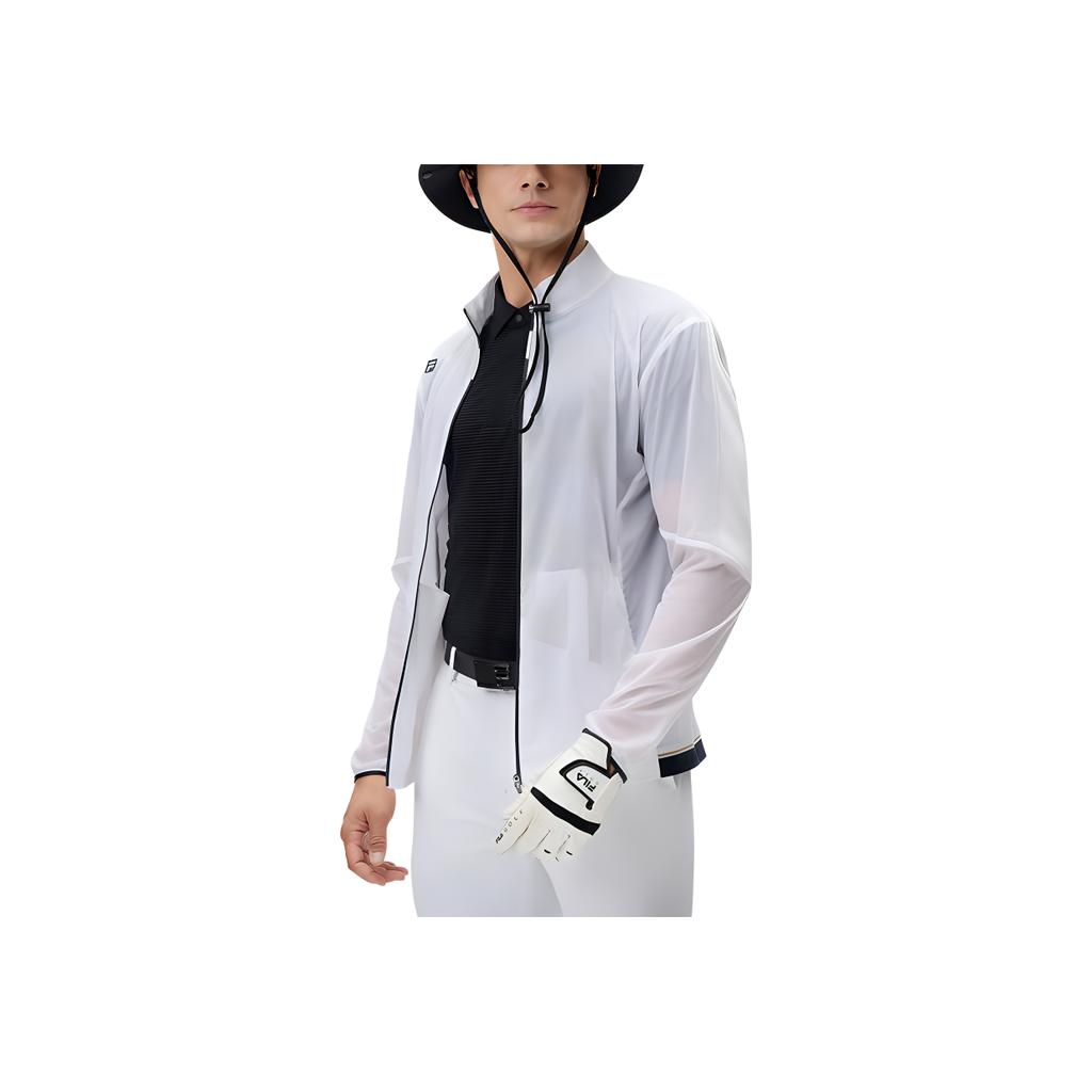 FILA Comfortable Stylish Elastic Soft Stand Collar Zip Design Long Sleeve Jacket Men jackets Jade-White A11M435702F-WT