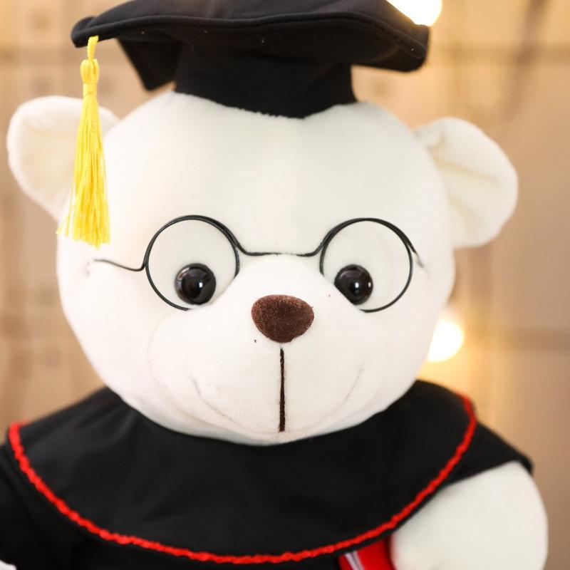 7/9’’ Academic Dress Bear Vivid Cuddleable Pillow Plush for Doll Emotion Appease Non-Deform Office Ornament Gear Store T