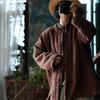 Johnature femei vintage din bumbac parkas calde cu mâneci lungi cu nasturi paltoane de iarnă cu imprimeu buzunare florale parkas pentru femei