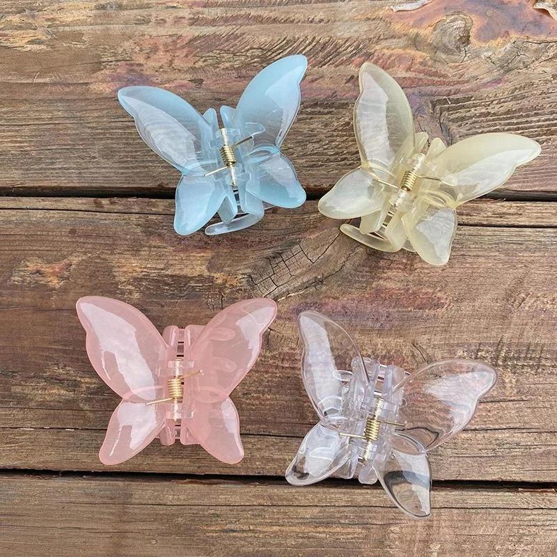 Mini Butterfly Hair Claw for Women Girls Acrylic Hair Accessories Sweet Hair Claw Clips Crab Simple Hairs Clamps Chic Hairs Clip