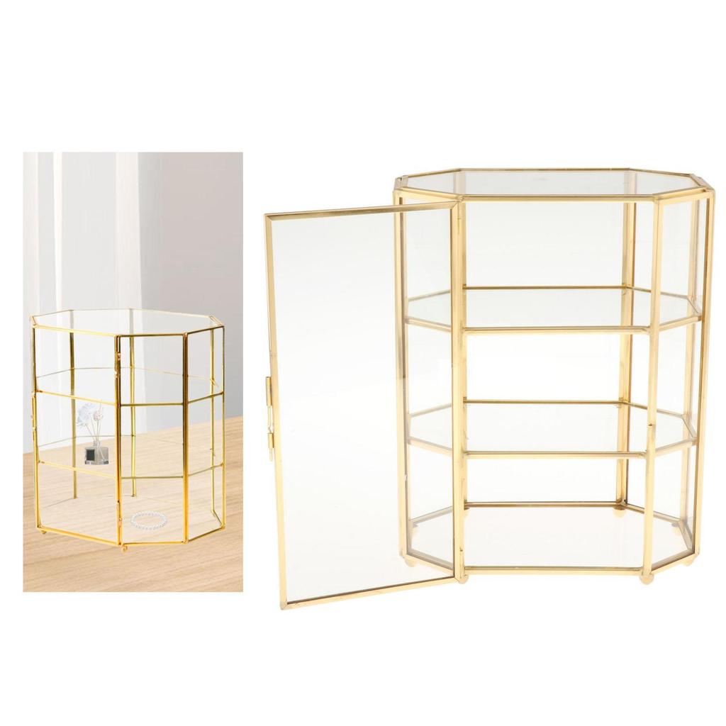 Glass Jewelry Box Organizer 3 Layer Cosmetic Storage Case Display for Rings