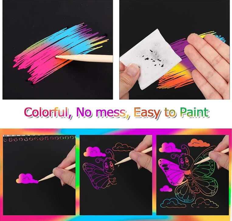 Regnbågs Magisk Skrap Papper Set för Barn Konst Skrapning Målning Leksak DIY Graffiti Bok Barn Montessori Pedagogiska Leksaker Gåvor
