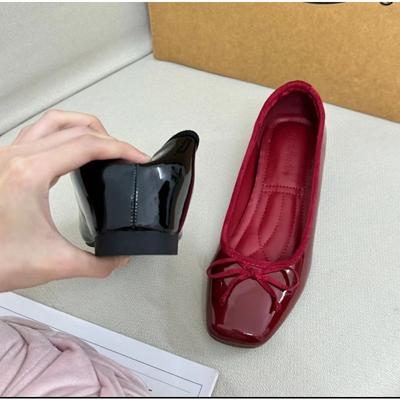 Mary Jane Red Inner Height Increase 5cm Single Shoes Women's Spring New Skirt Shallow Mouth Ballet Shoes