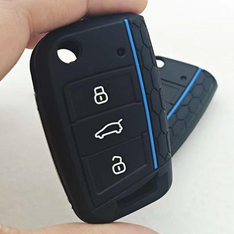3 Button Car Key Cover Silicone Case For VW Golf 7 GTI POLO T-Roc T-Cross Touran Skoda Tiguan Octavia Kodiaq Rapid Fabia Seat