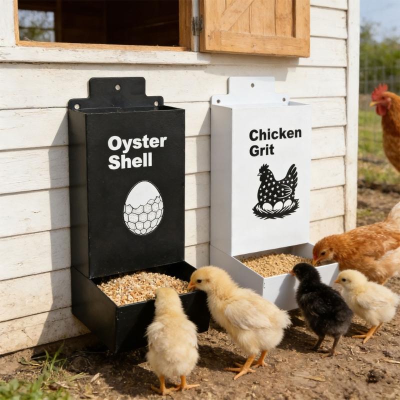 Pack Of 2 Metal Meal Dispensers For Poultry And Birds Durable Chicken Supply With 1.3L Capacity Each Perfect For Backyard Flocks