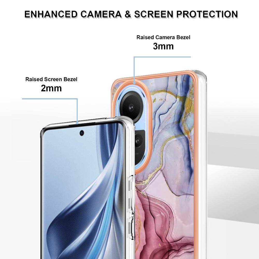 YB IMD Series-16 Style E TPU Case for Oppo Reno10 5G (Global) Electroplating 2.0mm Marble Pattern IMD Phone Cover