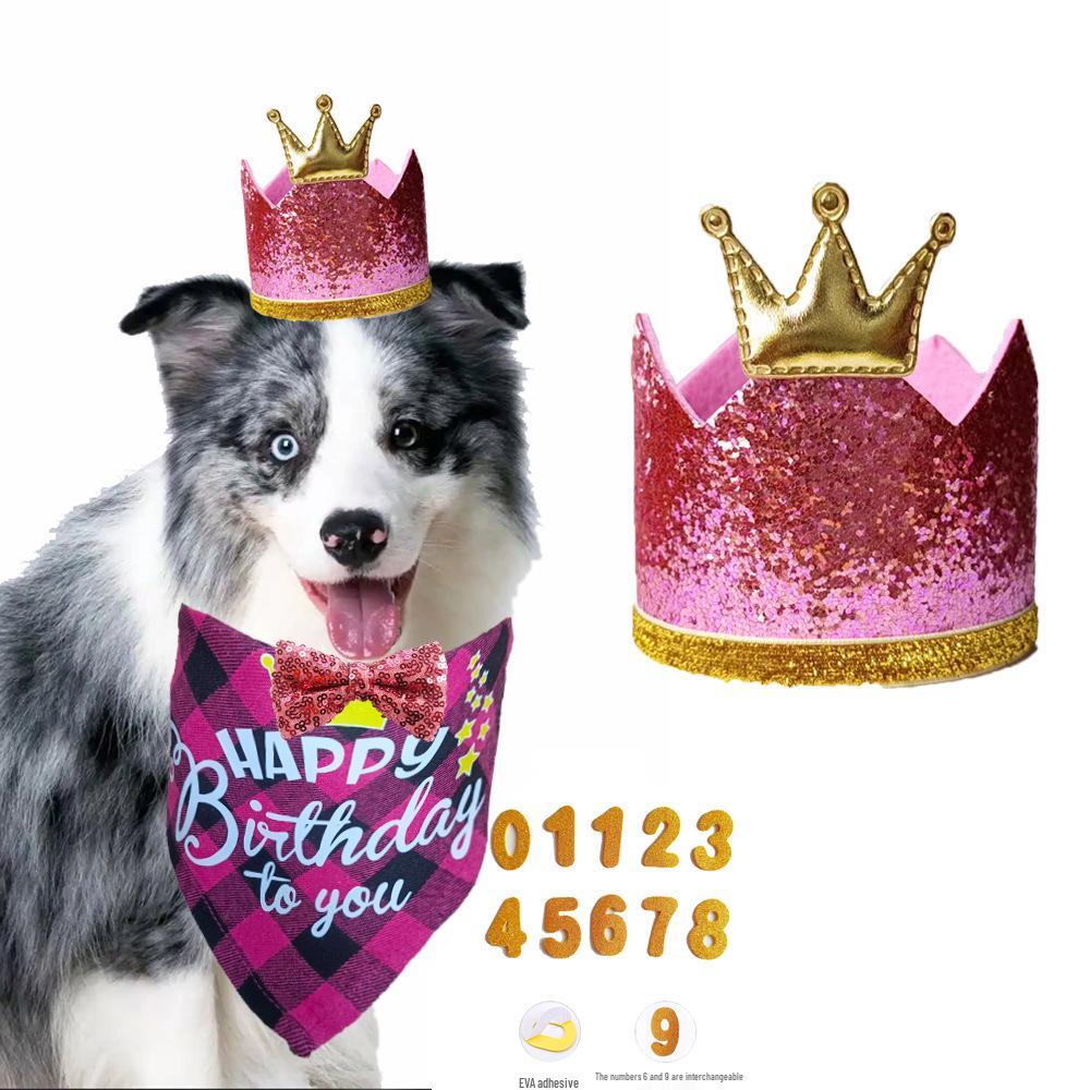 British Plaid Pet Birthday Hat and Bib Set for Dogs and Cats