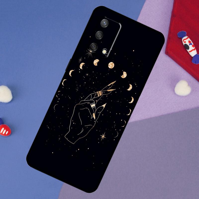 Fortune Telling Moon Stars Hands Art Case For Oppo A17 A60 A40 A80 A16 A76 A96 A98 A58 A78 A18 A38 A57 A74 A54 A94 A15 A5 A6 Pro