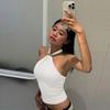 French Backless Bandeau Crop Top, Women's 2026 Spring Fashion, Adjustable Strap, Sexy Solid Color Tank Top