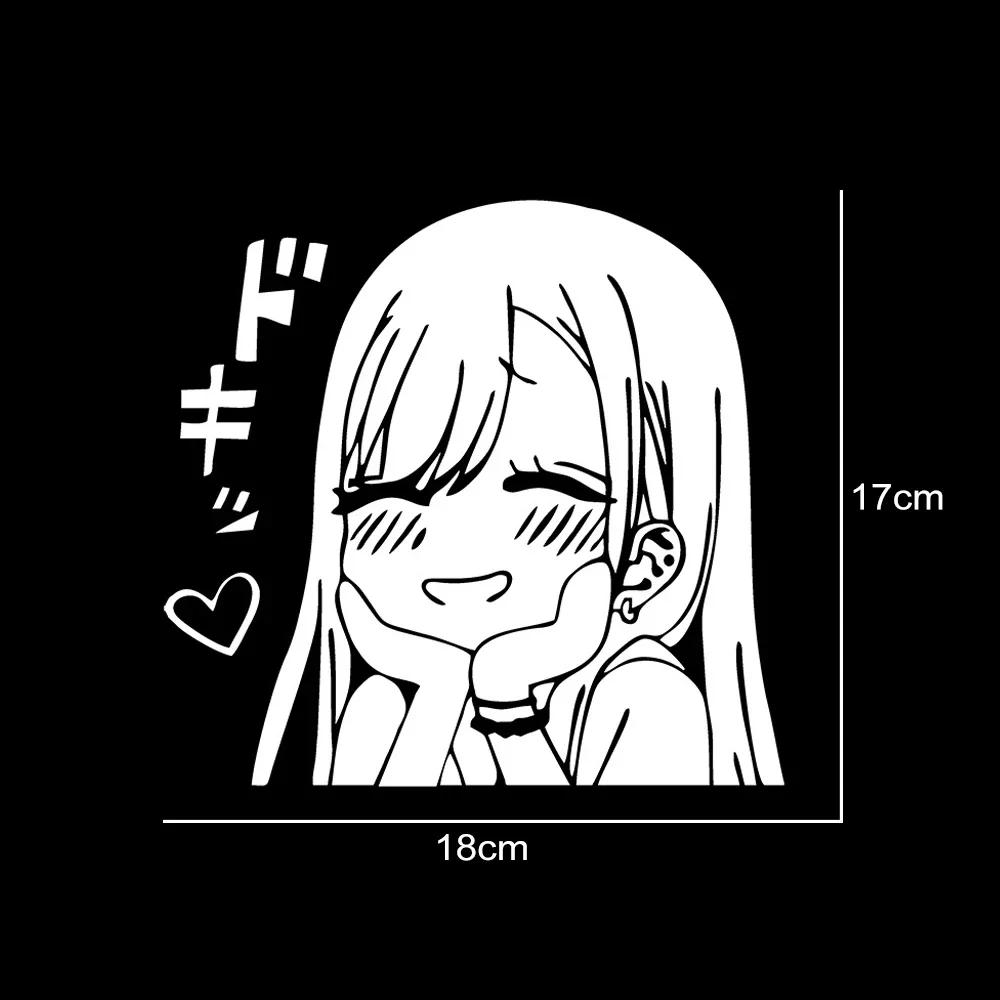 18x17cm Cute Anime Girl Car JDM Sticker Auto Body Bumper Windows Motorcycle Laptop Walls Vinyl Film Decal Car Tuning Accessories