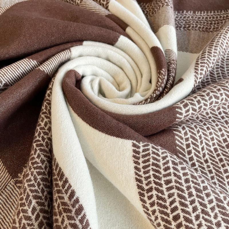 Autumn and winter new double-sided jacquard large square scarf women's versatile imitation cashmere large shawl windproof thickened warm scarf