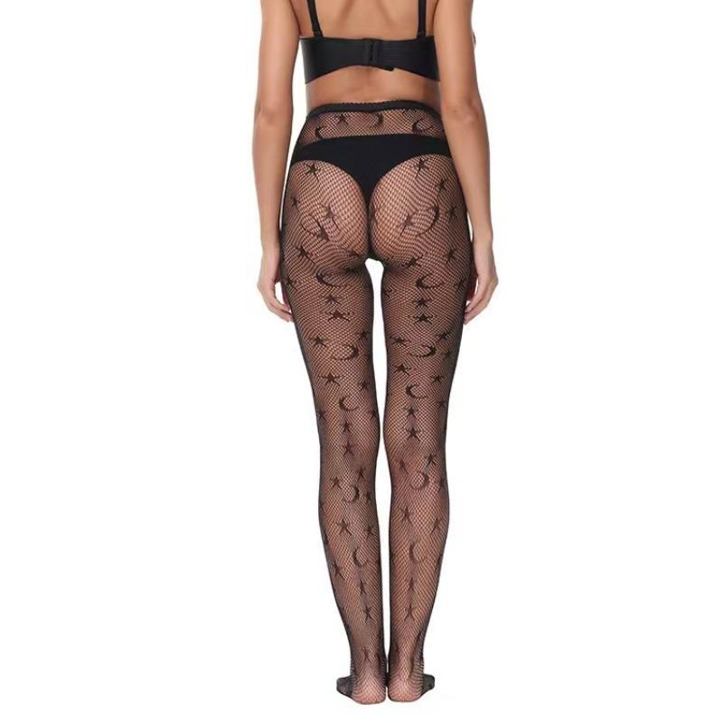 Lolita Sexy Jk Fishnet Stockings JK Girls Tights Black Star Moon Pattern Pantyhose Ladies Stocking Big Elastic Girls WomenTights