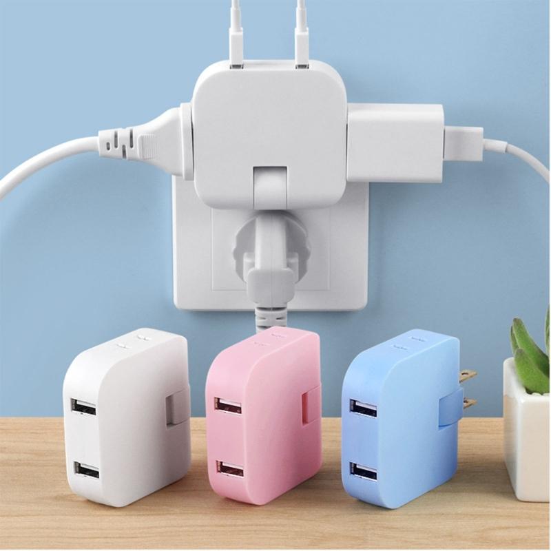 4 In 1 Rotatable Socket Converter Flat Pin Plug AC Outlet Extender Wall Tag Plug with 2USB Charge Adapter 180°Rotary