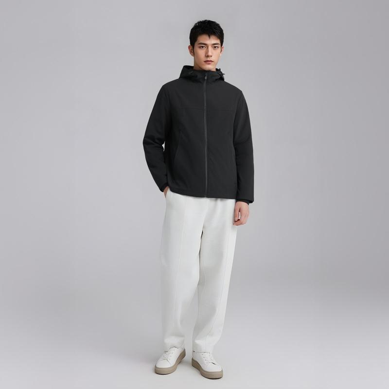 Calvin Klein Minimalist Comfortable Solid Color Hooded Long Sleeve Jacket Men jackets Black 81BP527-001