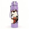 1PC Drumming Panda Cartoon 750ml Color Plastic Sports Water Bottle Leakproof Flip Straw Lid Suitable for Sports Office Home Use
