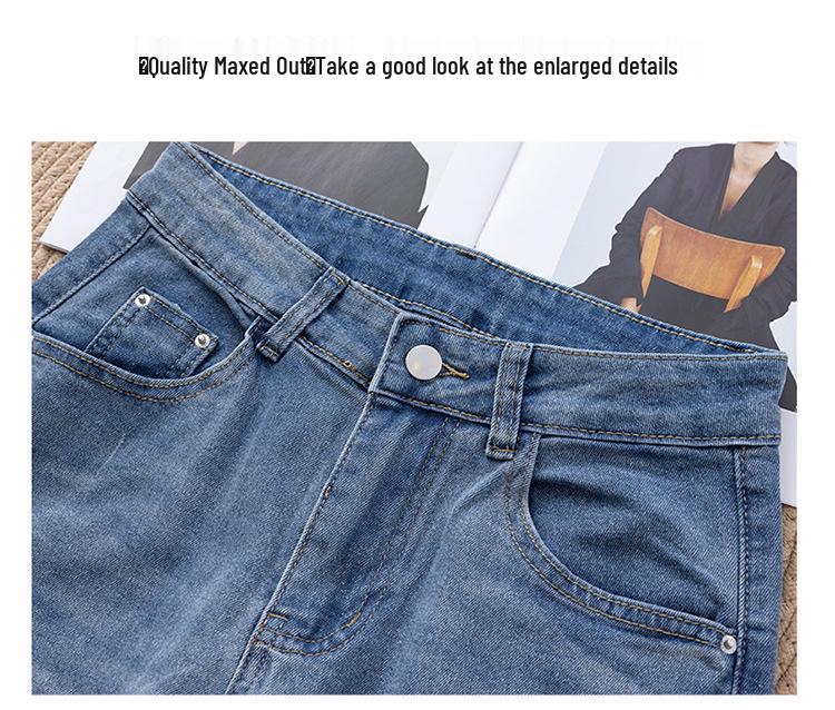 2025 New Chinese Style Embroidered High-Waist Wide-Leg Petite Jeans