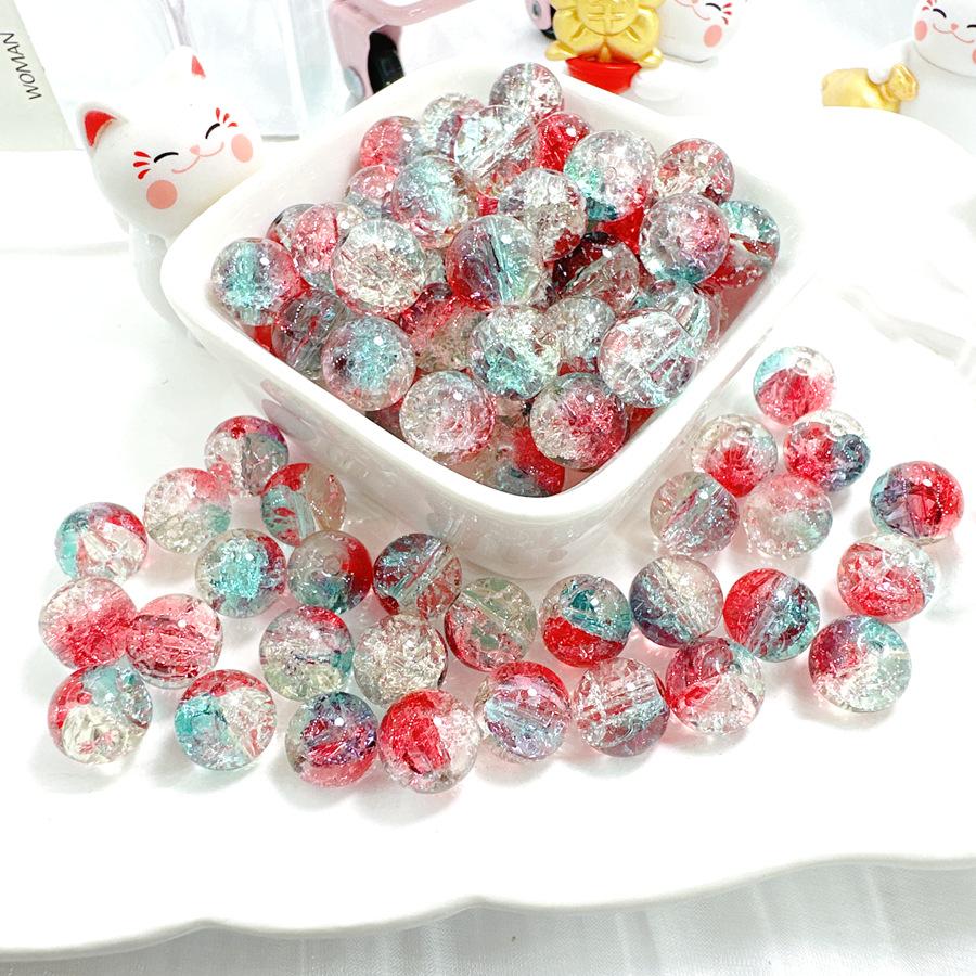 10mm Crackle Glass Round Beads, Loose Spacer Beads DIY Accessories for Bracelet Making 50pcs