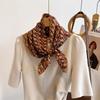 Summer thin silk scarf 71 medium square scarf blue letter high-end imitation silk wool scarf spring autumn and winter cotton and linen scarf women