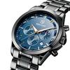 Watches Men's BENYAR Multi Calendar, Chronograph, Business Formal Men's Leather Strap, Analog Watch, Waterproof and Scratch Resistant Silver Blue