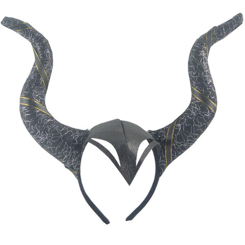 Faszinierendes Maleficent Zauberin Böse Königin Mädchen Kostüm für Halloween mit gehörntem Kopfschmuck