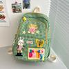 School bag plaid school bag female college student backpack small fresh soft girl cute contrasting color popular backpack