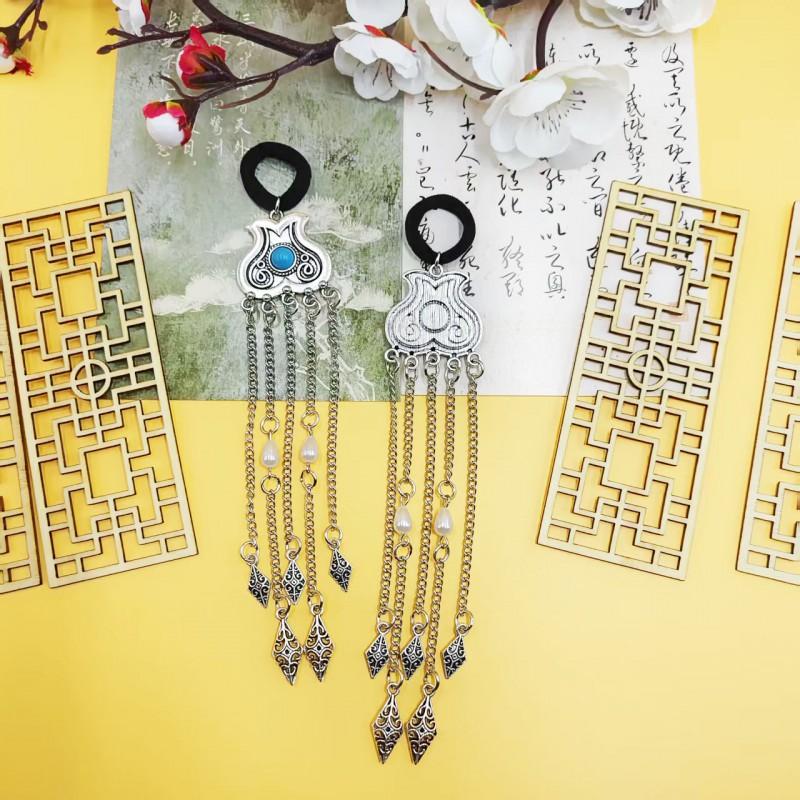 Vintage Floral Alloy Tassel Hair Accessory With Elastic Cord Boho Headband Women Travel Photography