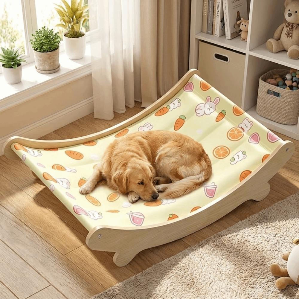 Elevated Design Pet Cooling Mat Wooden Frame Cat Ice Bed Pet Bed Pet Lounger Indoor Use
