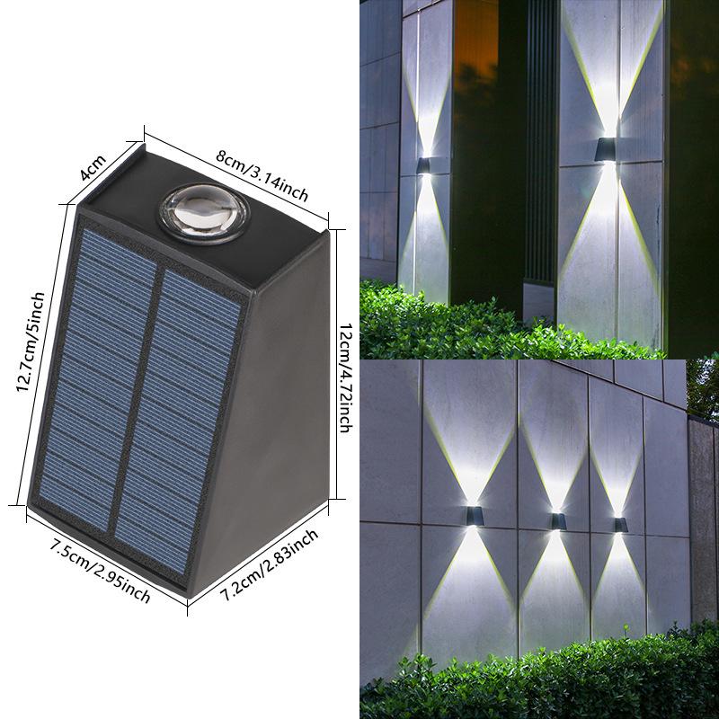 Solar Waterproof Wall Washer Light: Outdoor Courtyard Villa Decoration, Up/Down Lighting for Garden Atmosphere.